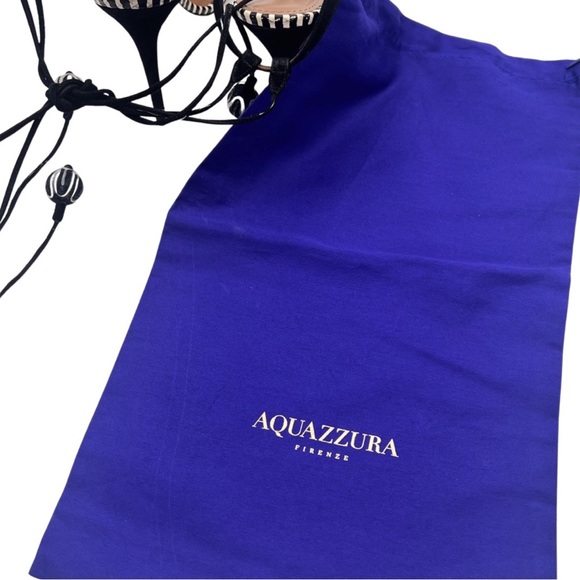 Aquazzura Tropicana Tassel 105mm Sling Back Sandal | Size 38 | Black White Gold - Picture 14 of 14